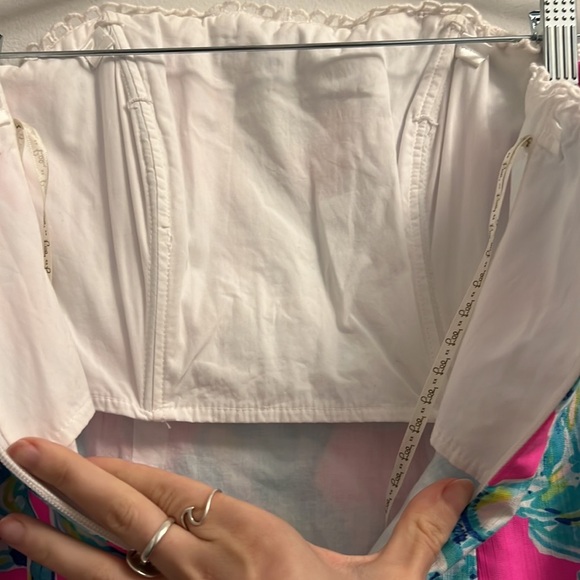 Lilly Pulitzer Brynn Dress Raz Berry Lobsters - Strapless Lace- Size 0 - Picture 7 of 14